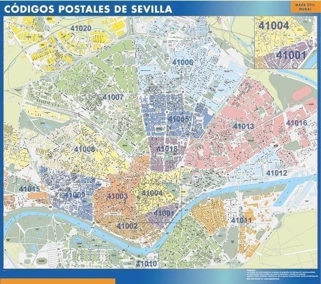 Karte der Postleitzahlen von Sevilla