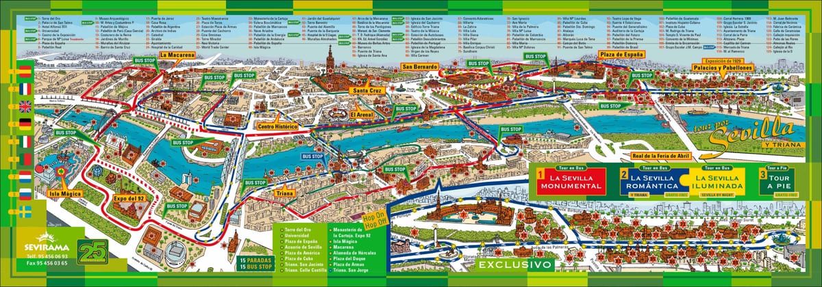 Karte von Sevilla Big Bus